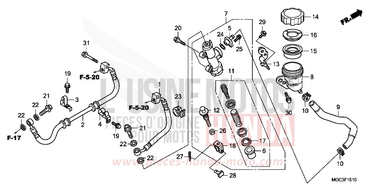 HAUPTBREMSZYLINDER, H. (CB1100A) von CB1100 ABS GRAPHITE BLACK (NHB01) von 2013